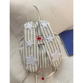 Lunivop New Fashion Striped Canvas Bag Korean Student Backpacks Cute Rabbit Ear Backpack for Women