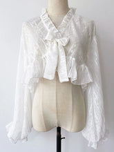 Lunivop Lolita Sweet Sun Proof Shirt Women Cute Bow Lantern Sleeve Cropped Blouse Japan Kawaii Casual Elegant Jk Open Stitch Tops