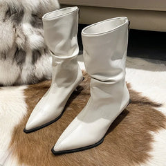 Lunivop New Fahsion Patent Leather Pleated Pointed Toe Ankle Boots Woman Nightparty High Heel Shoes Pole Dancing Zapatos De Mujer