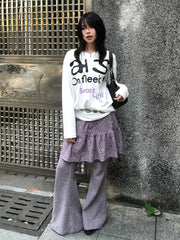 Lunivop Harajuku Print T-shirt Women Long Sleeve Loose Casual Tops Y2k Vintage Grunge Tops Japanese 2000s Streertwear Tshirts