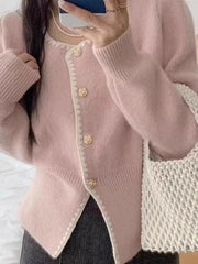 Lunivop Sweet Chic Soft Cardigan Women Long Sleeve Fashion O Neck Knitted Jacket Fall Korean Casual Female Elegant Buttons Tops Cute New
