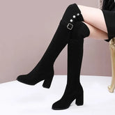 Lunivop Women Over The Knee Boots Suede Sexy High Heels Ladies Buckle Long Boots New Warm Female Shoes Slim Thigh High Boots Party Pumps