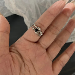 Lunivop Opal Irregular Natural Stone Rings Red White Opal Aesthetic Rings for Women Y2K Gothic Animal Tail Spider Ring Creative Jewelry