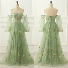Lunivop High Quality Sweetheart Floor Length Tulle Appliques Three Quarter Backless Zipper Up Green Robe Pour Mariage
