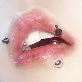 Lunivop 1pc Pink Heart Shape Stainless Steel Lip Stud Cute Y2K Fashion Double Color Labret Piercing Ear Bone Cartilage Jewelry Wholesale
