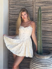 Lunivop Lace Trim Floral Pleated Mini Dress Women Summer Fashion Corset Slim Short Robes Lady Elegant Sexy Club Evening Party Dress 2025