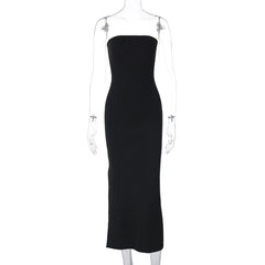 Lunivop Elegant Solid Slim Strapless Slit Elegant Womne'S Dresses Evening Party Club Winter Sexy Y2K Casual Clothing