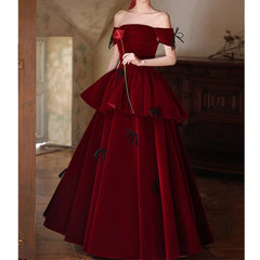 Lunivop Winter Fashion Velvet Wedding Party Dress Sweet Elegant Slash Neck Bow Appliques Pleated Gown Slim Waist Vestidos