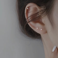 Lunivop Simple Tibetan Silver Cute Love Heart CZ Zircon Mini Small Stud Earrings Birthday Piercing Women Pendiente Plata Jewelry Gift