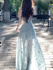 Lunivop Elegant Floral Fairy Dress Women Casual Sweet Y2k Clothing Sexy Strap Dress Even Party One Piece Dress Korean Chic Sleeveless