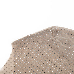 Lunivop Glitter Sexy See-Through T-shirt Female Hollow Out Patchwork Long Sleeve Solid Sequin Pullover Top Women Sparkle Slim Tee