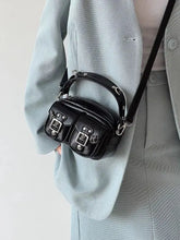 Lunivop Y2k Grunge Black Messenger Bag Women Vintage Pu Leather Handle Pocket Hand Bag Female Moto Biker Casual Crossbody Bags