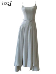 Lunivop Solid Minimalist Long Dresses For Women Strapless Lace-up Sleeveless Thin Elegant Dress Female Summer 2025 New