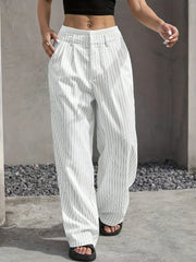 Lunivop Y2K Korean Fashion Vintage Striped Wide Leg Baggy Jeans Pants Women Clothes High Waist Straight Washed Casual Lady Trousers