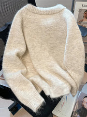 Lunivop Bow Sweet Women Cardigan Korean Long Sleeve Loose O Neck Knitted Sweaters Casual Love Buttons Vintage Lady Fall Winter Tops