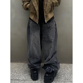 Lunivop Women Black Jeans Hip-hop Fashion Vintage Streetwear Y2K Wide Leg Jean High Waist Winter Female Trouser Baggy Denim Pants