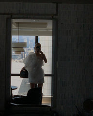 Lunivop Pretty White 3D Floral Short Mini Prom Dress Strapless Handmade Ribbon Flower Short Cocktail Dresses For Wedding Vestidos Custom