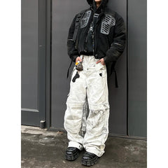 Lunivop Women's White Cargo Jeans Y2k 90s Vintage High Waist Wide Leg Denim Trousers Harajuku Baggy Jean Pants 2000s Trashy Clothes 2024