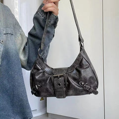 Lunivop Vintage Brown Y2k Underarm Bag Purse Women Retro Pu Leather Soft Shoulder Tote Bag Ladies Moto Biker Casual Handbag New