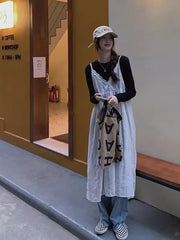 Lunivop Fashion All-match Lace Camisole Dress for Women 2025 Summer New Mesh Vest Dresses Y2k Mid-length Loose Vestidos De Mujer