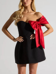 Lunivop Sexy Strapless 3D Bow Women Dress Black Sleeveless High Waist Dress Female Spring Skinny Elegant Party Clubwear Vestidos