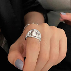 Lunivop New Trendy Cool Hollow Mesh Temperament Personality Plating Rings for Women INS Open Adjustable Rings Jewelry Gift