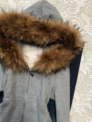 Lunivop Women's Retro Fur Collar Hoodie Women Clothing Design Autumn and Winter Short Fit Slim Fit and Slimming Jacket Hooded Sweatshirt