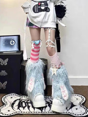 Lunivop Japanese Kawaii Rabbit Ears Women's Socks Sweet Y2k Aesthetic Cute Bow Sock Casual Fluffy Streetwear Harajuku Fur Leg Warmers