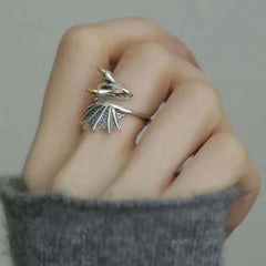 Lunivop Vintage Little Flying Dragon Cuff Finger Rings For Women Men Fashion Open Adjustable Handmade Couple Ring Jewelry