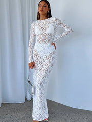 Lunivop Summer Fashion New Women's Elegant and Sexy Hollow Knitted Beach Dress Vacation Style Lace Long Sleeve Bikini Hoodie