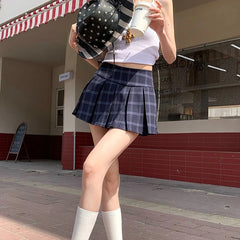 Lunivop Preppy Style Plaid Skirt Women Vintage Sweet Korean Fashion Pleated Mini Skirt Retro Y2k Summer Harajuku Short Skirts