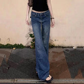 Lunivop Hot Girls Low Waist Flared Jeans Woman High Street Y2K Stretchy Slim Denim Pants Female Vintage Classic Punk Long Trousers