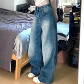 Lunivop American Vintage Baggy Women Jeans Y2K Fashion Streetwear Distress Raw Edge Straight Pants Harajuku High Waist Pocket Trousers
