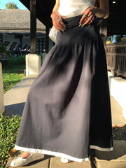 Lunivop Korean Style White Skirts Women Elegant Harajuku Black Long Skirts Vintage Fashion Casual Basic Midi Skirt Streetwear