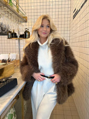 Lunivop Retro Luxury Lapel Faux fur Coats Women Chic Solid Long Sleeved Coat Female Autumn Winter Warm Soft High Street Outwear Tops 