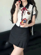 Lunivop Kawaii Uniform College Style Japanese Suits Summer Sweet Fashion Vintage Girls Blue Shirt Mini Pleated Skirts 2-piece Set