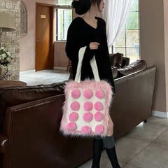 Lunivop Plush Large Capacity White Shoulder Bags Women New Sweet Cool Casual Tote Bag Female Fairycore Y2k Handbag Aesthetic