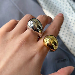 Lunivop New Trendy Personalized Exaggerated Simplicity Waterdrop Rings for Women Open Adjustable Fashion Rings Party Jewelry Gift