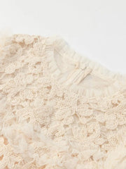 Lunivop Solid Hollow Out Ruffles Design Dresses For Women Round Neck Long Sleeve High Waist Elegant Dress Autumn 2025 New