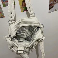 Lunivop Vintage White Y2k Messenger Bag Purse Women Hot Girl Pu Leather Casual Shoulder Bags Female Harajuku Aesthetic Handbag