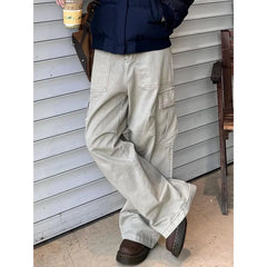 Lunivop Khaki Womens Jeans High Waist Vintage Straight Baggy Denim Pants Streetwear American Style Fashion Casual Wide Leg Denim Trouser