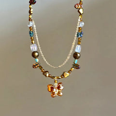Lunivop Retro Butterfly Pendant Choker Necklace Geometric Bead Clavicle Sweater Chain Ethnic Style Jewelry Jewelry Accessoriees New