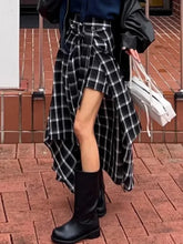 Lunivop New Korean Fashion Vintage Black Plaid Skirt Women Y2k High Waist Irregular Retro Skirt Chic Desing Sense All-match Clothes