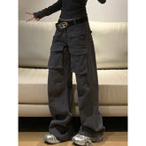 Lunivop Black Women's Jeans High Waist Hip Hop Straight Fashion Pants Streetwear Harajuku Y2K Star Female Wide Leg Denim Trouser