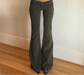 Lunivop Retro Corduroy Low Rise Pants y2k Streetwear Solid Slim-fitting Flared Pants for Women Korean Fashion Trousers Aesthetic