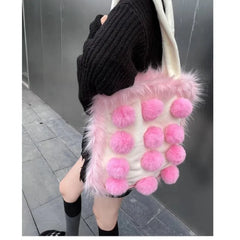 Lunivop Plush Large Capacity White Shoulder Bags Women New Sweet Cool Casual Tote Bag Female Fairycore Y2k Handbag Aesthetic