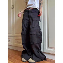 Lunivop Vintage Casual Japanese 2000s Denim Trouser Women's High Street Retro Y2K Baggy Washed Emo Pants Grunge High Waist Trashy Jeans