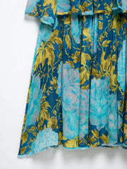 Lunivop Women Floral Print Elastic Slash Collar 3 Layers Ruffles Strapless Dress Holiday Midi Long Tube Top Dresses Beach Robe