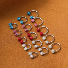 Lunivop 3pcs C-Shaped Horseshoe Double Ball Studded With Cubic Zirconia Earrings Surgical Steel Cartilage Earrings Nose Ring Lip Ring