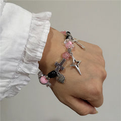 Lunivop Kpop Aesthetic Cute Strawberry Cross Star Handmade Beaded Bracelet For Girl Sweet Y2k EMO Jewelry Accessories Friendship Gift